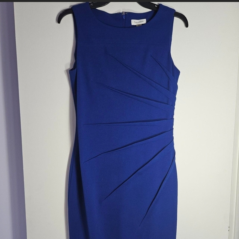 Calvin Klein Blue Midi Dress with Timeless Elegance